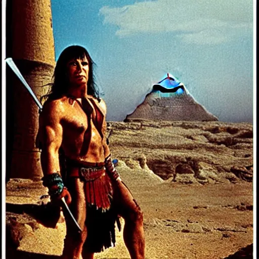 Prompt: conan the barbarian, egyptian landscape