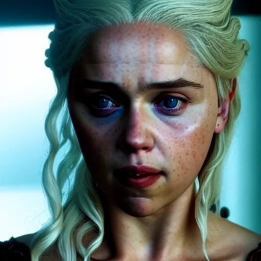 Prompt: a selfie of daenerys targaryen played by scarlett johansson, medium shot, detailed eyes,