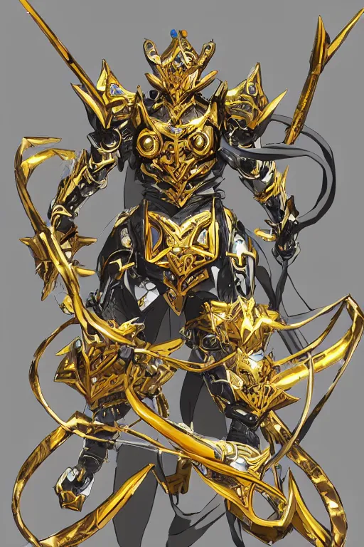 Prompt: an anime showing the new golden armor zodiac Knight by the artist Tatsuya Yoshikawa . Rendering the frog constellation armor . Sharp focus, full of details, by utsurowazaru mono and Jason Nguyen , matte painting ,concept art, trending on artstation and cell shading