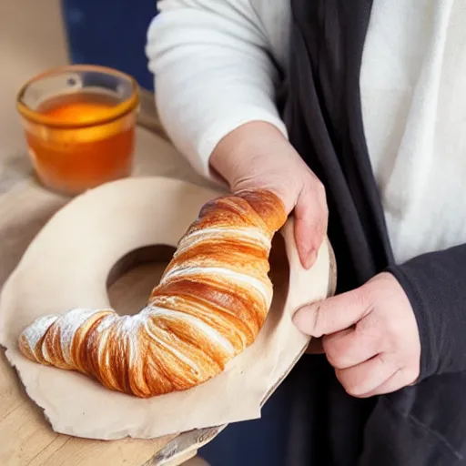 Image similar to une mamie qui fait des croissant