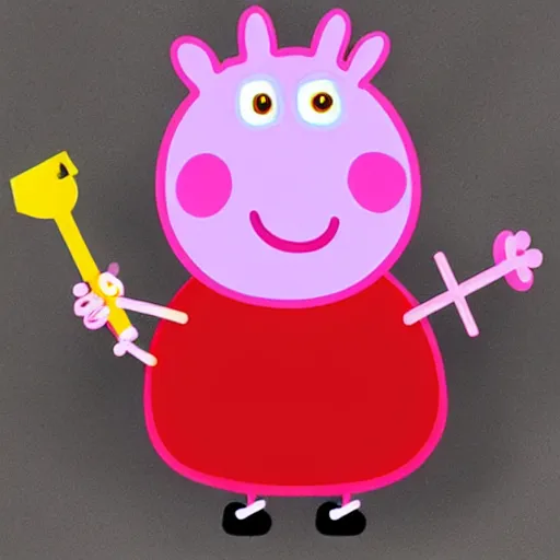 Image similar to “ peppa pig holding a gauss rifle ”