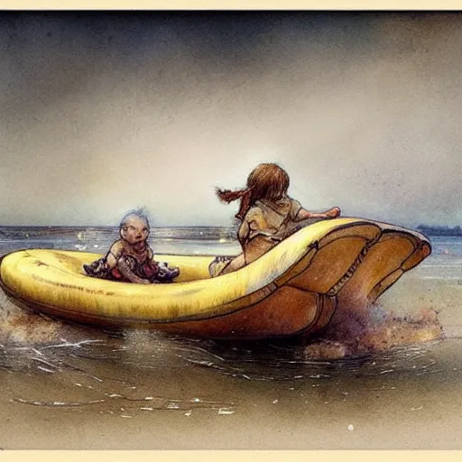 Prompt: ( ( ( ( ( banana boat. muted colors. ) ) ) ) ) by jean - baptiste monge!!!!!!!!!!!!!!!!!!!!!!!!!!!