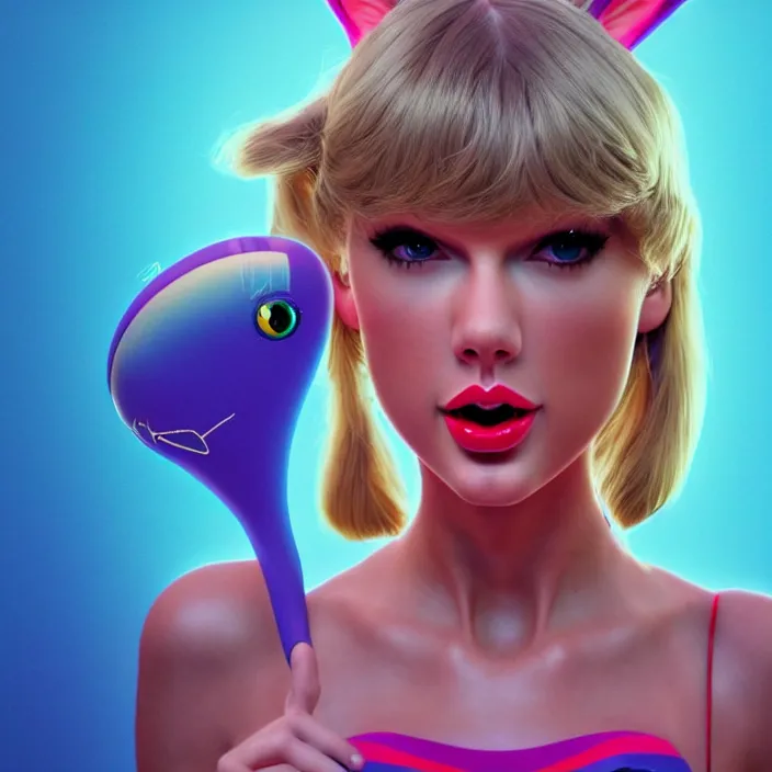 Image similar to portrait of Taylor Swift as Lola Bunny in Space Jam 1996. bunny ears. intricate abstract. intricate artwork. by Tooth Wu, wlop, beeple, dan mumford. octane render, trending on artstation, greg rutkowski very coherent symmetrical artwork. cinematic, hyper realism, high detail, octane render, 8k