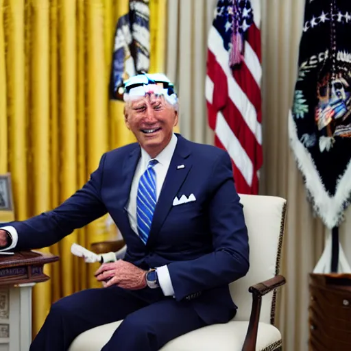 Image similar to 4 k portrait sony a 7 f 2. 8 of president joe biden as a muslim taliban leader in the oval office