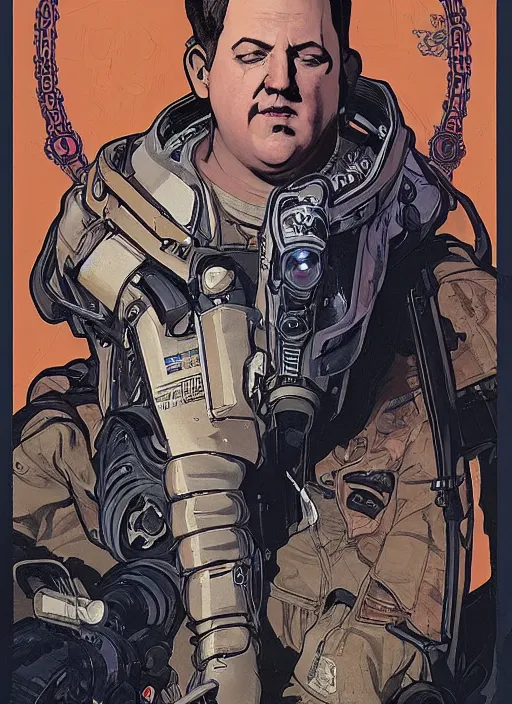 Image similar to cyberpunk paul blart napping. portrait by ashley wood and alphonse mucha and laurie greasley and josan gonzalez and james gurney. spliner cell, apex legends, rb 6 s, hl 2, d & d, cyberpunk 2 0 7 7. realistic face. vivid color. dystopian setting.