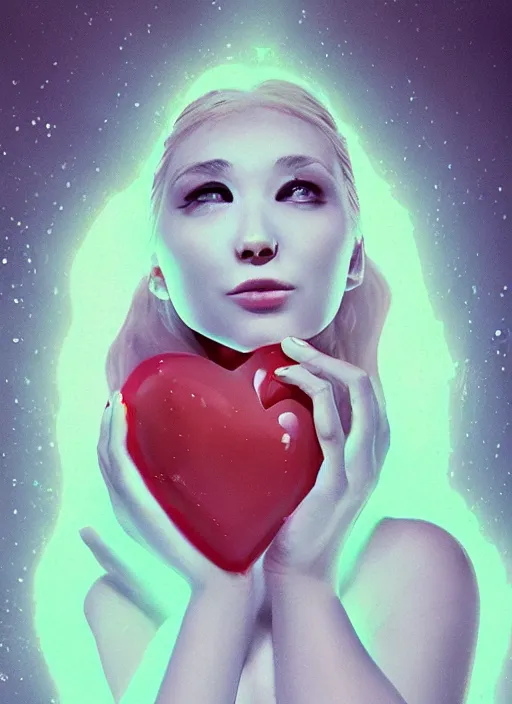 Image similar to girl with an ice cold heart glowing from underneath the skin