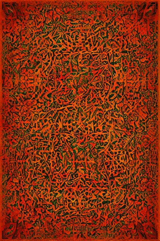 Image similar to minimalist abstract islamic art, 8k, 3d, ochre colour pallet