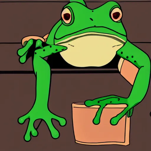 Image similar to frog in bath screenshot from anime