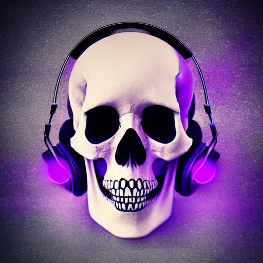 Image similar to skeleton with headphones playing synthesizers, honeycomb skull, lights, lasers, music, highly detailed, realistic, technology and magic,