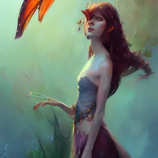 Image similar to Queen of the fae. Fairy people. A fairy Queen. Mandy Jurgens. Phil Hale. Jordan Grimmer. ArtStation.