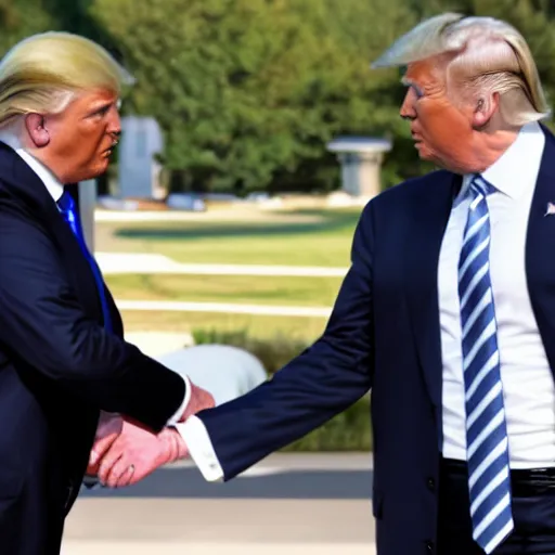 Image similar to donald trump shakes hands with superman