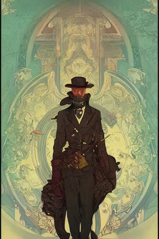 Image similar to portrait of a victorian era duc, man, royal style, art deco, stylized illustration by peter mohrbacher, moebius, mucha, victo ngai, colorful comics style