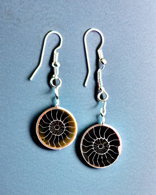 Image similar to ammonite fossil, 2 d lasercut earrings,