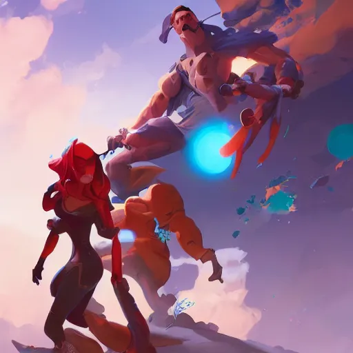 Image similar to hero world 3 do interactive multiplayer, behance hd by jesper ejsing, by rhads, makoto shinkai and lois van baarle, ilya kuvshinov, rossdraws global illumination