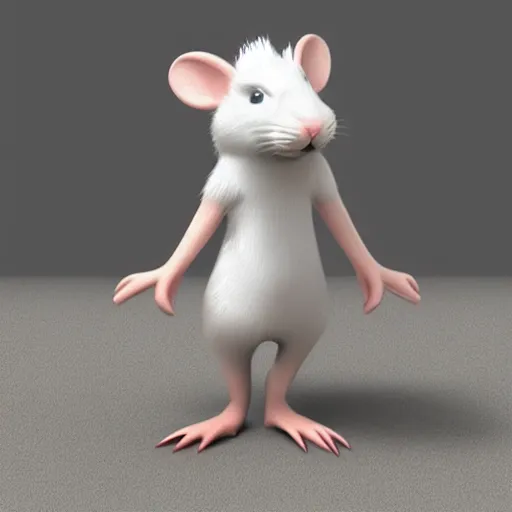 Image similar to fuzzy cute white rat 3 d render awardwinning
