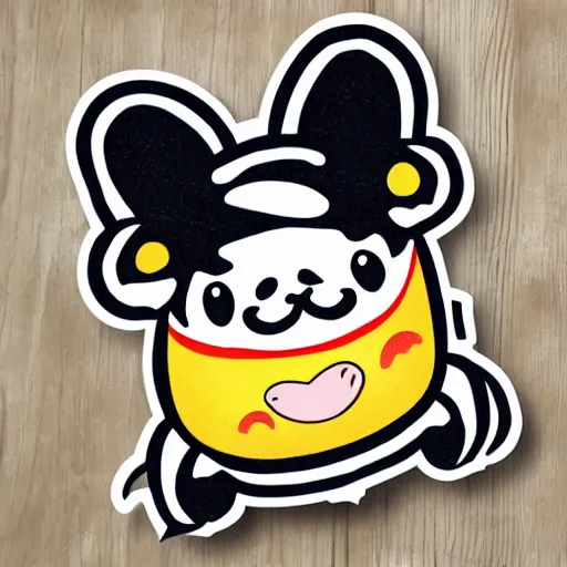 Image similar to cartoon diecut sticker of cute kawaii cheese with white border and light gray background