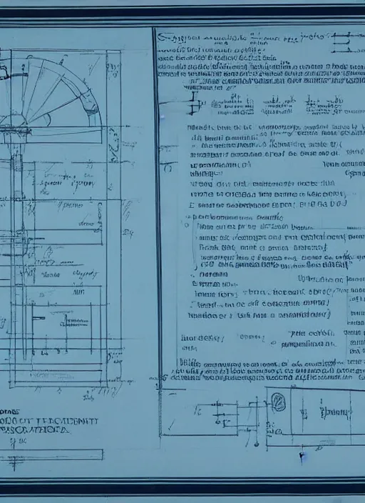 Prompt: blueprints for a time machine, extremely detailed, realistic information, legible text in english