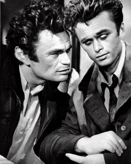 Image similar to genetic combination of peter falk and james dean, detective in overcoat, dynamic lighting, ultra detailed