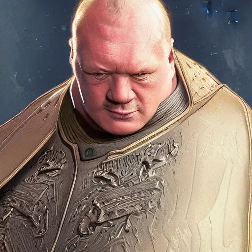 Image similar to svika pick as vladimir harkonnen, dune, portrait, intricate, elegant, highly detailed, digital painting, artstation, concept art, wallpaper, smooth, sharp focus, illustration, art by h. r. giger and artgerm and greg rutkowski and alphonse mucha