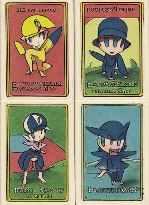 Prompt: a pokemon card from the 1 9 2 0 s