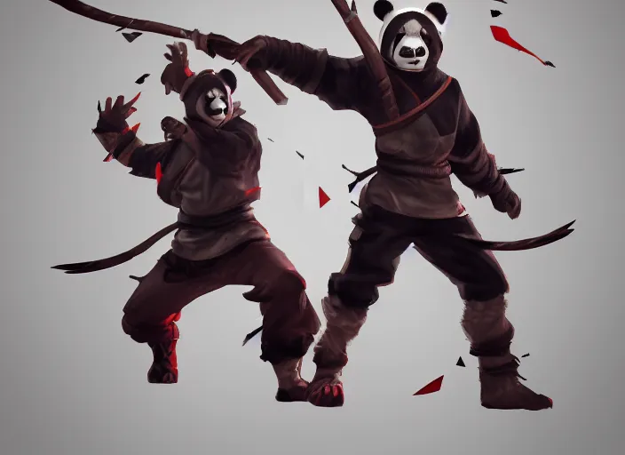 Prompt: extremely scary angry tough rough looking ninja panda. japanese ninja warrior character, scary, gruffness, interesting 3 d character concept by square enix, in the style of league of legends, hyper detailed, cinematic, final fantasy, character concept, ray tracing, fur details, maya, c 4 d, artstation
