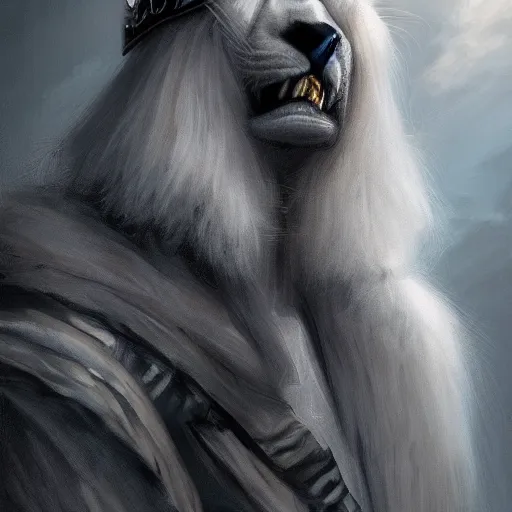 Image similar to portrait of a white panter with a very long fur and wizard hat, fantasy, trending on artstation, heroic pose, illustration, highly detailed, simple, 8k