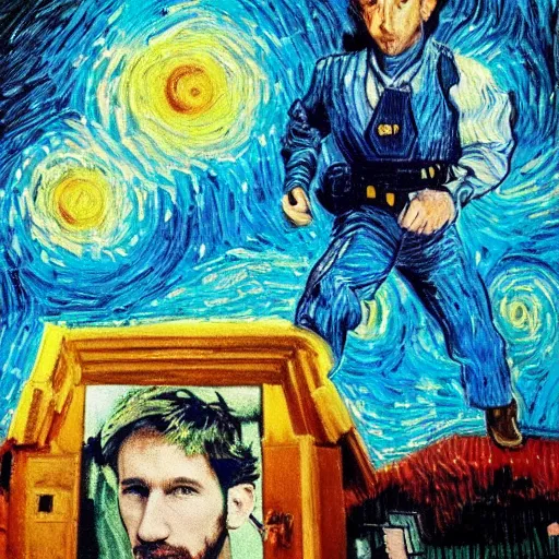Image similar to an artistic portrait of a young steven spielberg, high quality, studio photography, colourful, hero, 1 9 8 8, heroic, beautiful, in the style of vincent van gogh