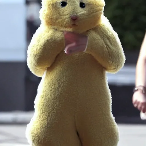 Image similar to scarlett johansson wearing a hamster costume
