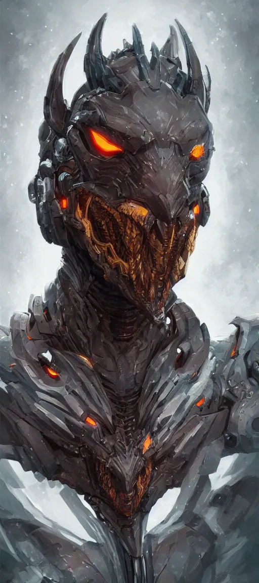 Image similar to Cyborg dragon portrait, artstation