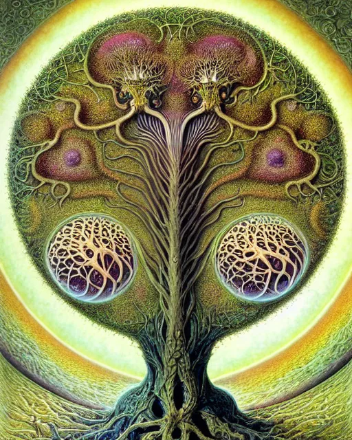 Image similar to tree of life by roger dean and andrew ferez, art forms of nature by ernst haeckel, divine chaos engine, symbolist, visionary, art nouveau, botanical fractal structures, organic, detailed, realistic, surreality