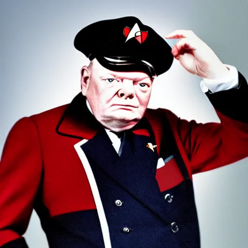 Prompt: starfleet uniform, portrait of winston churchill in starfleet uniform