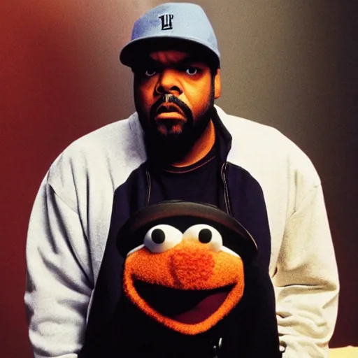 Image similar to ice cube as a muppet,