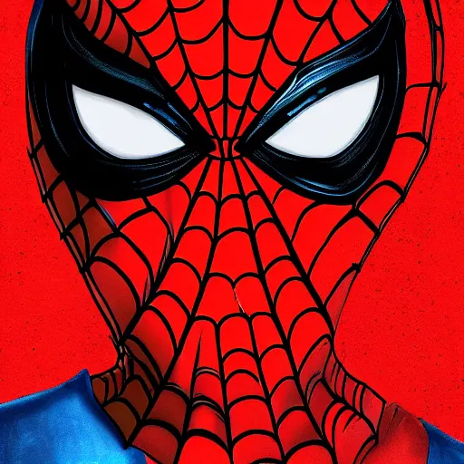 Prompt: portrait of mask tobey maguire's spider man, highly detailed, centered, solid color background, digital painting