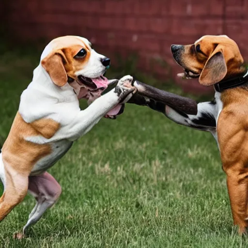 Image similar to beagle dog's fist fighting each other