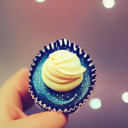 Prompt: a photorealistic cupcake in outer space wtf man