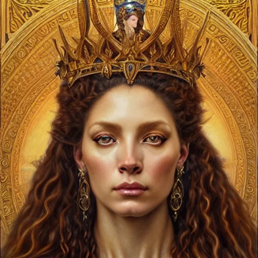 Image similar to highly detailed portrait of a majestic lioness queen in the form of a beautiful woman. d & d, art by donato giancola and evelyn de morgan and eugene delacroix. trending on artstation, intricate details, energetic composition, golden ratio, concept art, illustration, elegant art, global illuminaition