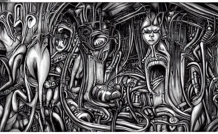 Prompt: hr giger's alien saturday morning cartoon