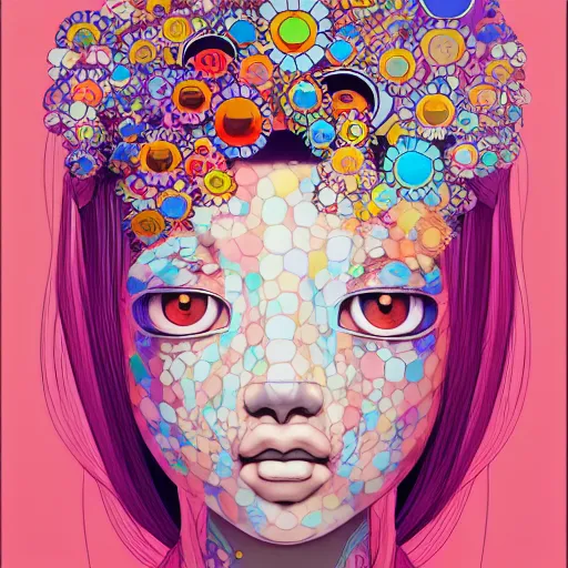 Image similar to a portrait of a girl by takashi murakami, beeple and james jean, aya takano color style, 4 k, super detailed