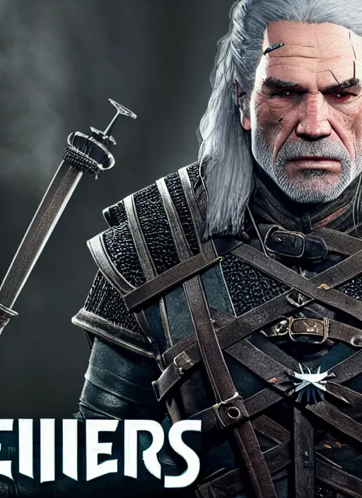 Image similar to Tommy Lee Jones in The Witcher 3, gameplay, 8k, HD