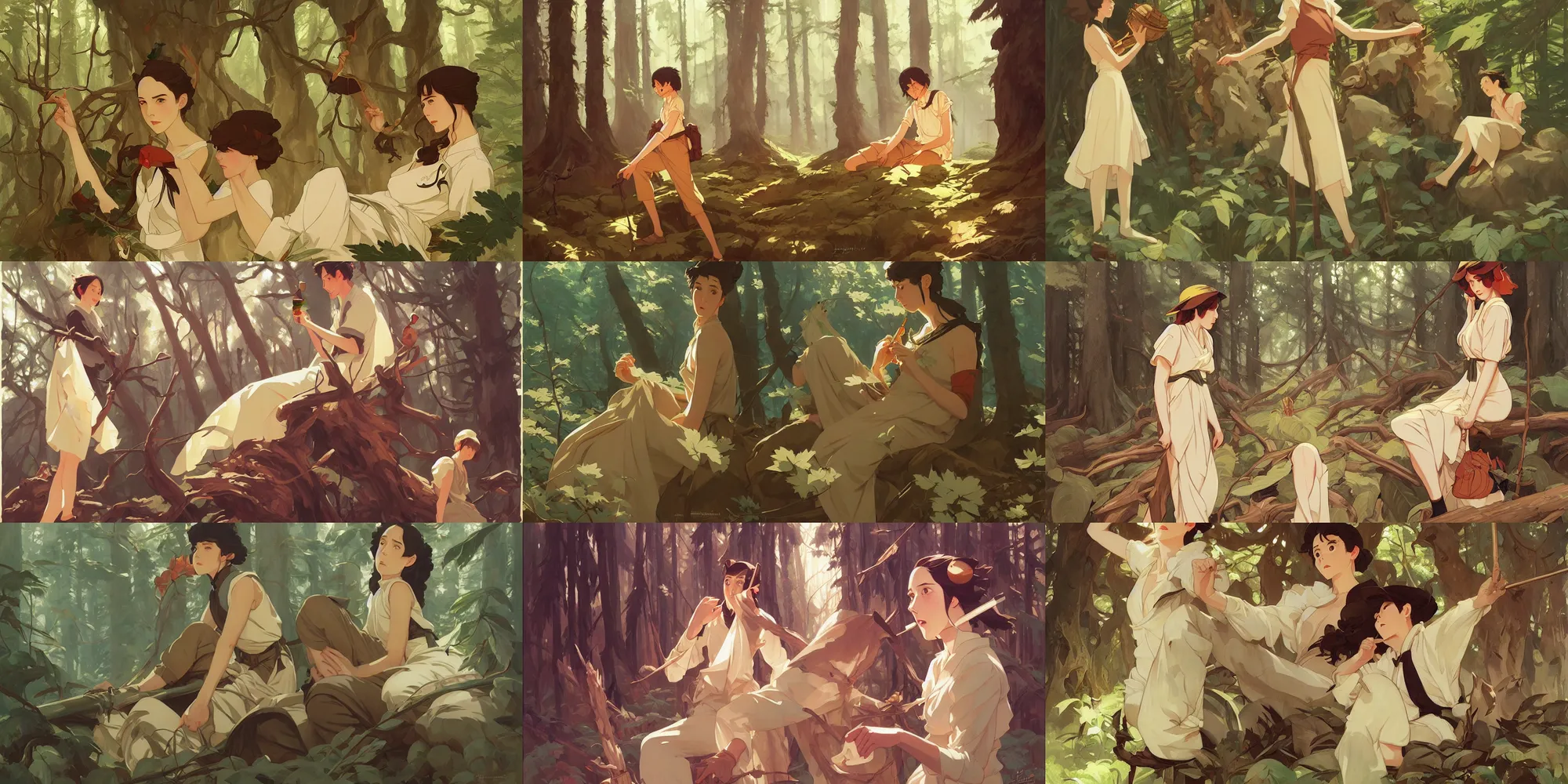 Prompt: forest, in the style of studio ghibli, j. c. leyendecker, greg rutkowski, artgem