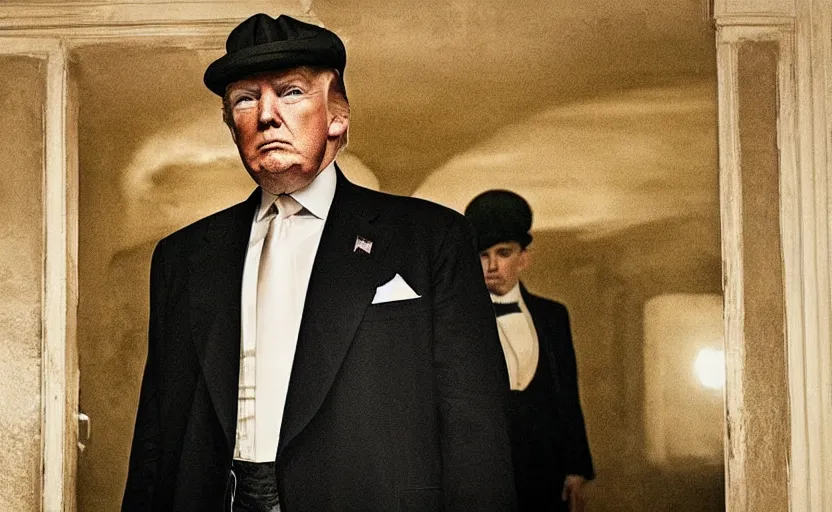 Image similar to “ trump in the peaky blinders ”