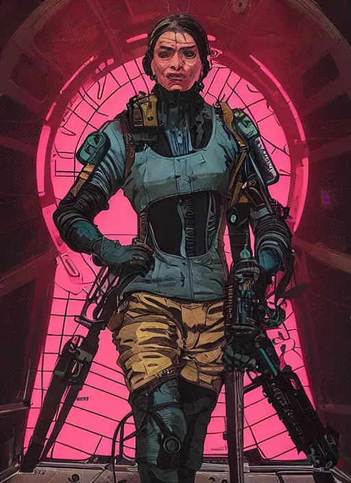 Prompt: cyberpunk surgeon. night vision. portrait by ashley wood and alphonse mucha and laurie greasley and josan gonzalez and james gurney. spliner cell, apex legends, rb 6 s, hl 2, d & d, cyberpunk 2 0 7 7. realistic face. dystopian setting.