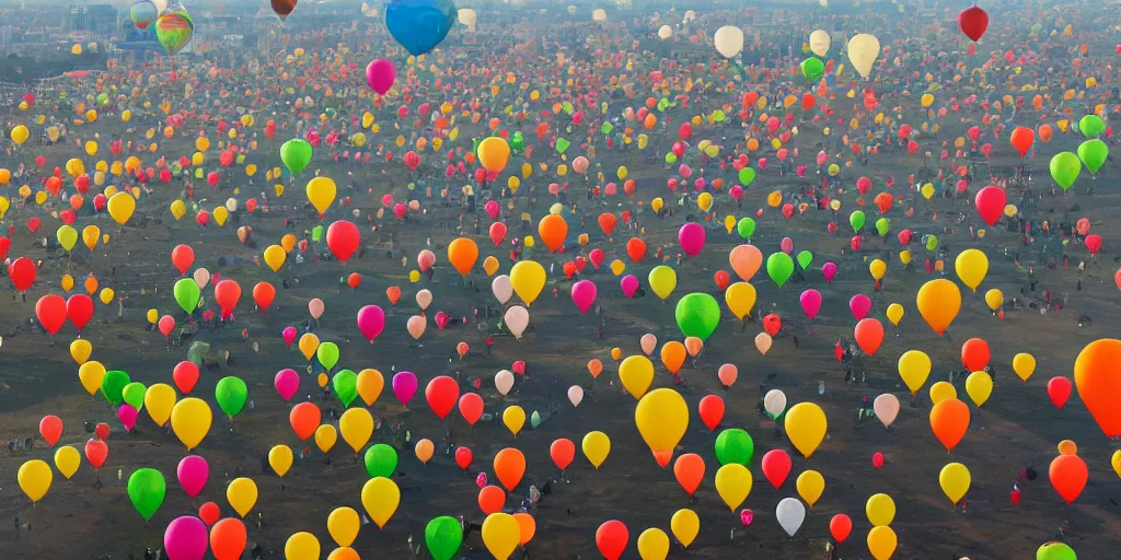 Image similar to an entire city made of baloons