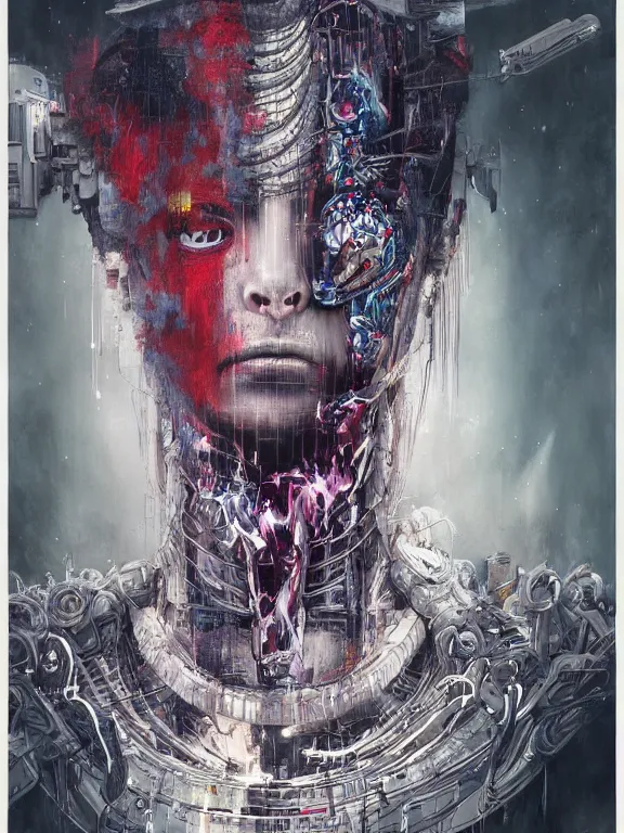 Prompt: art portrait of an undead ghost in the shell, intricate detailed armour ,8k,by tristan eaton,Stanley Artgermm,Tom Bagshaw,Greg Rutkowski,Carne Griffiths, Ayami Kojima, Beksinski, Giger,trending on DeviantArt,face enhance,hyper detailed,minimalist,cybernetic, android, blade runner,full of colour,