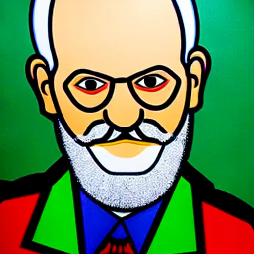 Image similar to a portrait of sigmund freud by romero britto