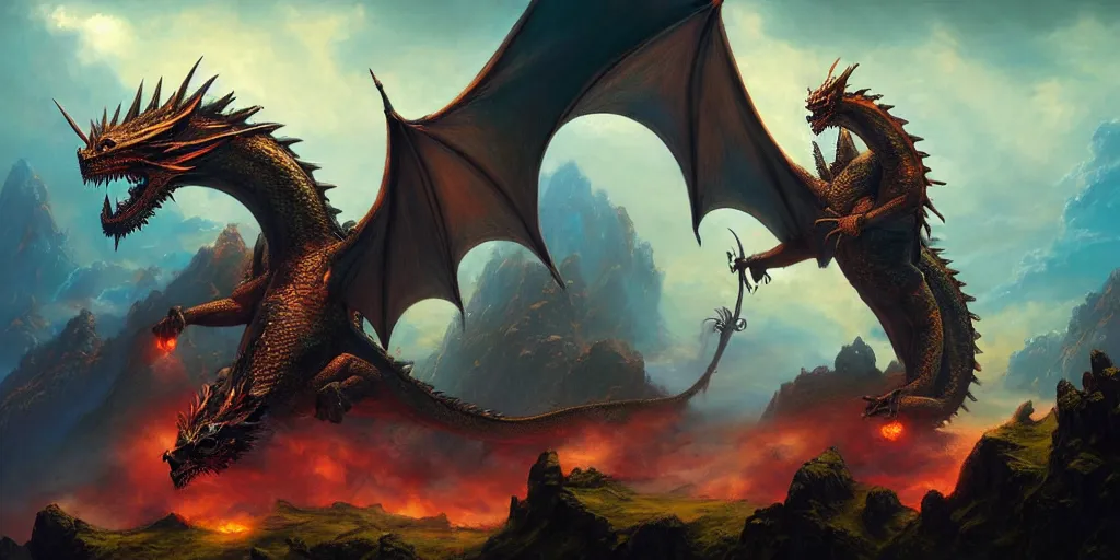 Prompt: dragon, game of thrones, magical energies emanating from it, fantasy art, matte painting, sharp focus, vibrant colors, high contrast, illustration, art by justin gerard