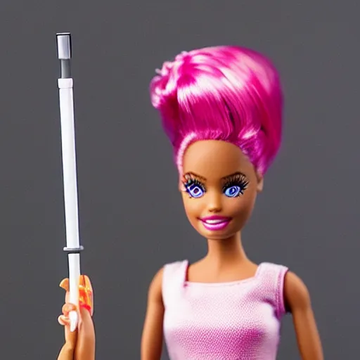 Prompt: barbie doing heroin with a syringe, toilet