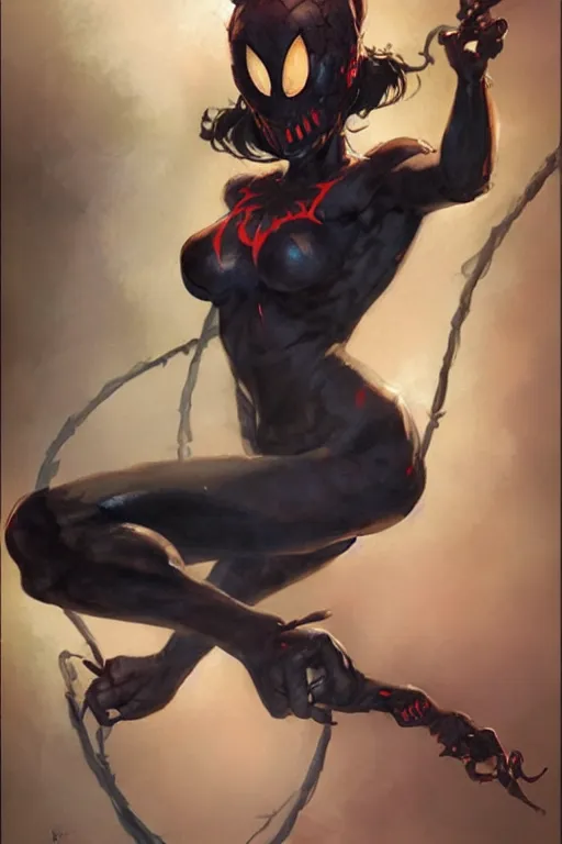 Image similar to a portrait of a cute half spider girl by Frank Frazetta, WLOP and ross tran