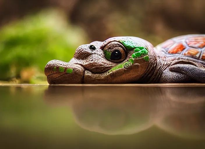 Image similar to national geographic wildlife photo of real life yoshi yoshi in real life in the wild, dinosaur turtle, 8 k, 8 5 mm f 5. 6