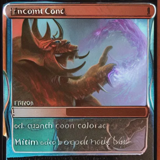 Image similar to mint condition flavortext summon creature banding magic the gathering rare card card mtg Minotaur wearing Denim Jeans MTG Card